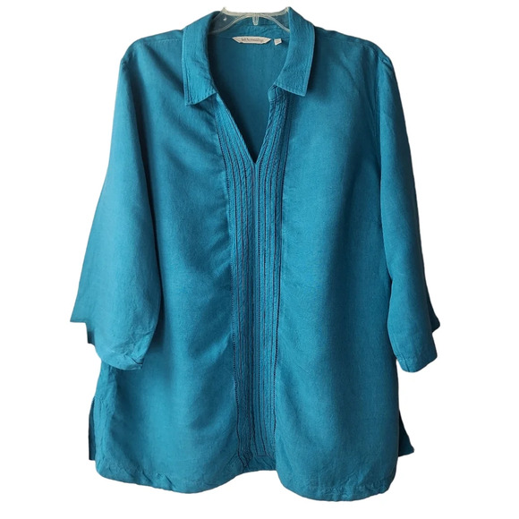Soft Surroundings 1X Camellia Linen‎ Blend 3/4 Sleeve Pullover Tunic Top - Picture 1 of 10